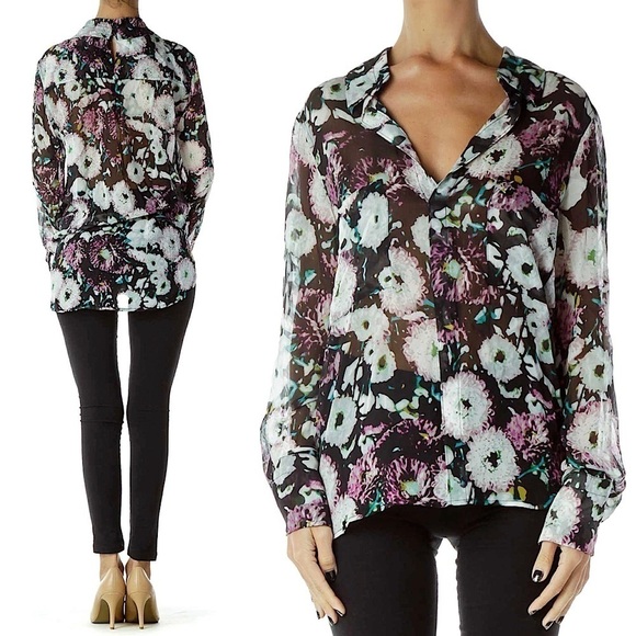 BCBGMAXAZRIA Emma Floral Silk Top - Picture 1 of 13